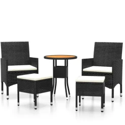 MAISON EXCLUSIVE - Salon de jardin 5 pcs résine tressée noir