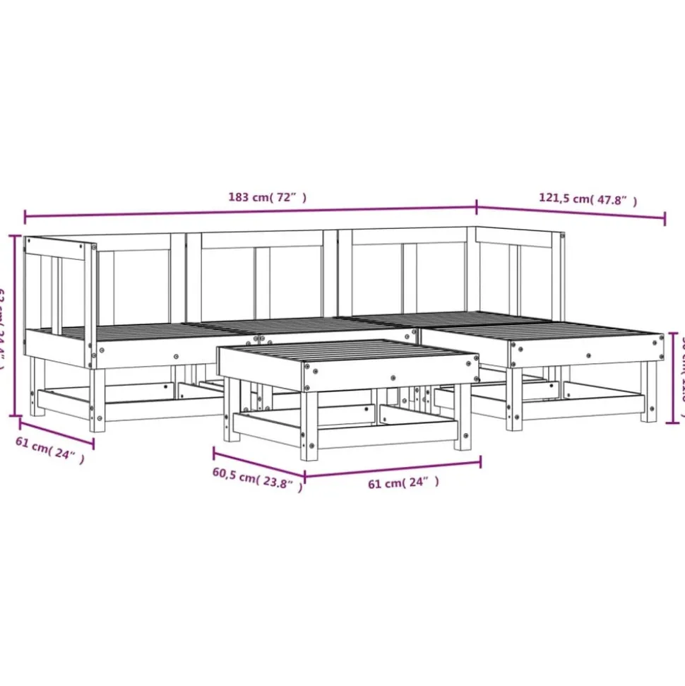 MAISON EXCLUSIVE - Salon de jardin 5 pcs bois massif douglas