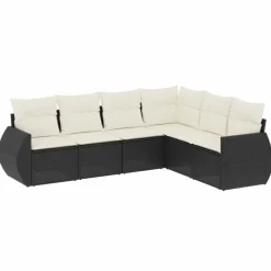 MAISON EXCLUSIVE - Salon de jardin 6 pcs avec coussins noir résine tressée