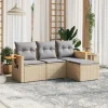 MAISON EXCLUSIVE - Salon de jardin avec coussins 4 pcs beige résine tressée