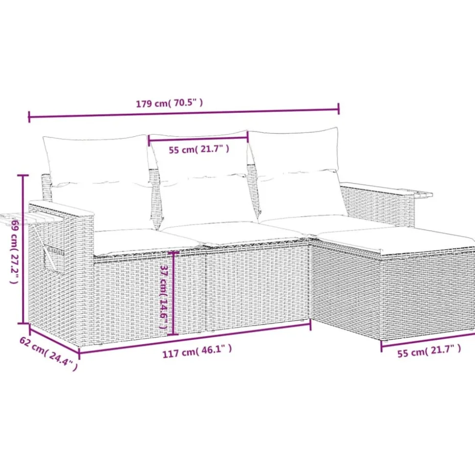 MAISON EXCLUSIVE - Salon de jardin avec coussins 4 pcs beige résine tressée