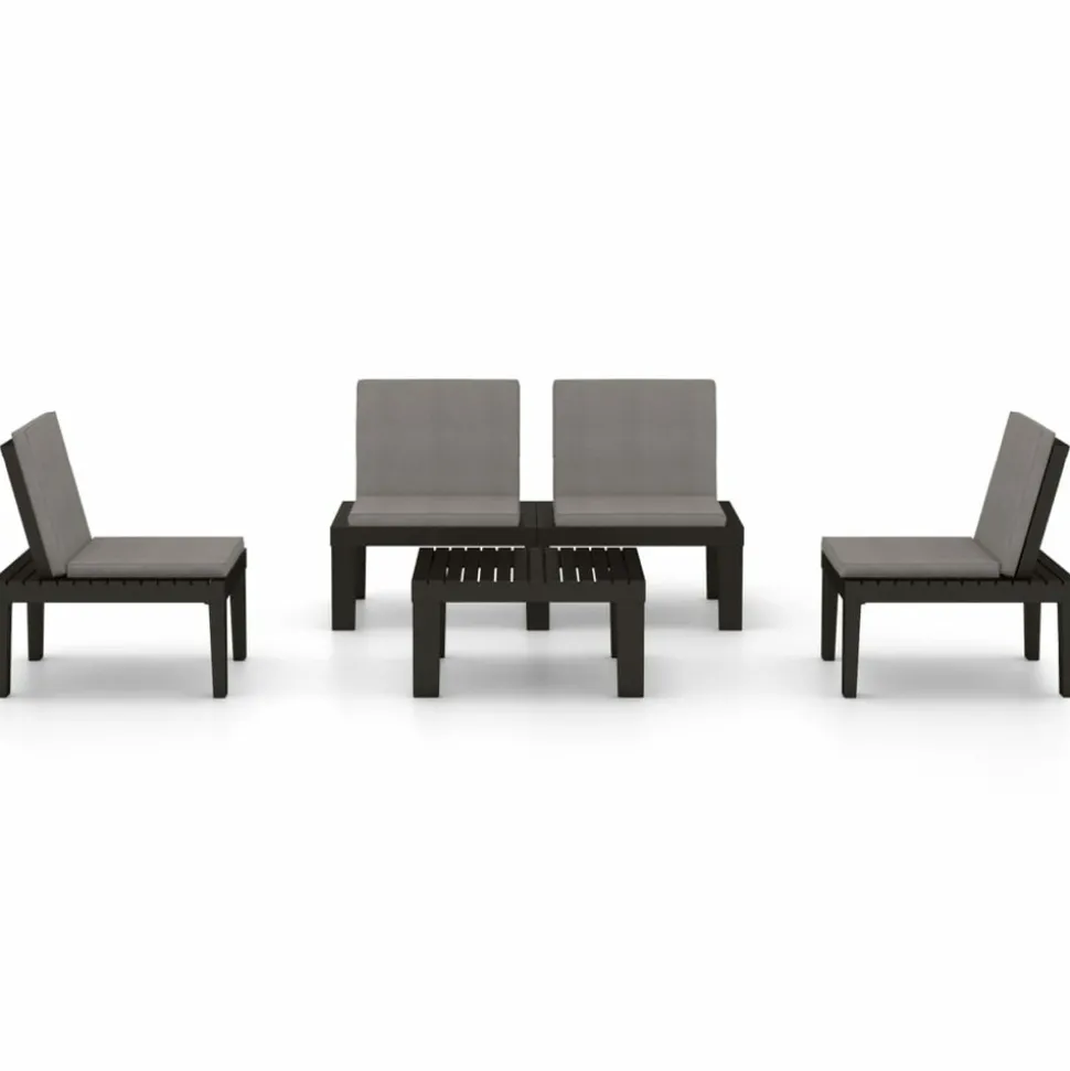 MAISON EXCLUSIVE - Salon de jardin 4 pcs avec coussins plastique gris