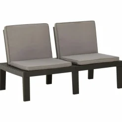 MAISON EXCLUSIVE - Salon de jardin 4 pcs avec coussins plastique gris