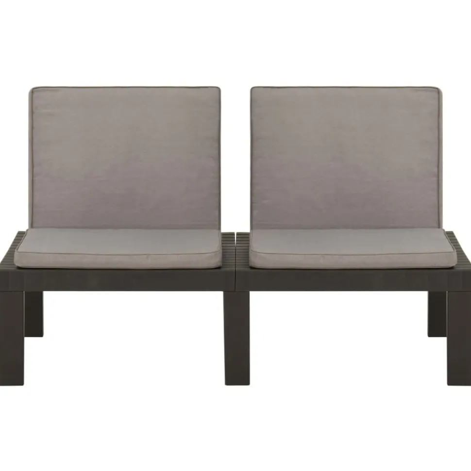 MAISON EXCLUSIVE - Salon de jardin 4 pcs avec coussins plastique gris