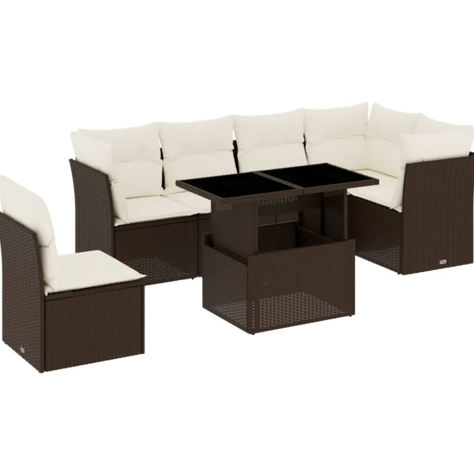 MAISON EXCLUSIVE - Salon de jardin avec coussins 7 pcs marron résine tressée