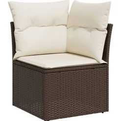 MAISON EXCLUSIVE - Salon de jardin avec coussins 9 pcs marron résine tressée