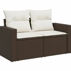 MAISON EXCLUSIVE - Salon de jardin avec coussins 9 pcs marron résine tressée
