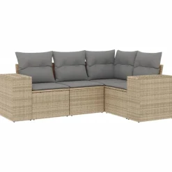 MAISON EXCLUSIVE - Salon de jardin avec coussins 4 pcs beige résine tressée