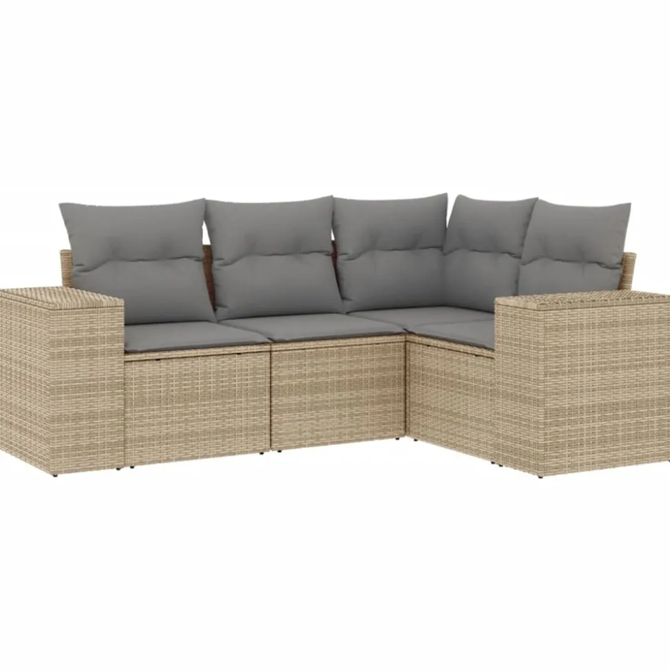 MAISON EXCLUSIVE - Salon de jardin avec coussins 4 pcs beige résine tressée