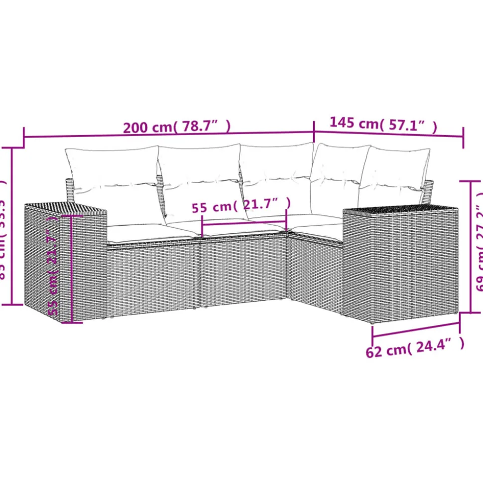 MAISON EXCLUSIVE - Salon de jardin avec coussins 4 pcs beige résine tressée