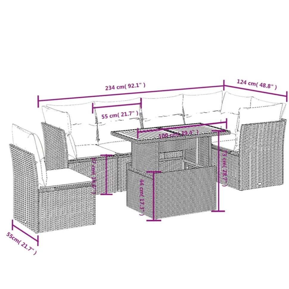 MAISON EXCLUSIVE - Salon de jardin avec coussins 7 pcs beige résine tressée