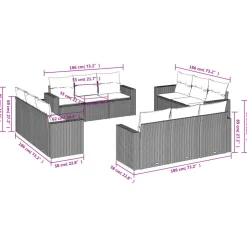MAISON EXCLUSIVE - Salon de jardin 12 pcs avec coussins noir résine tressée