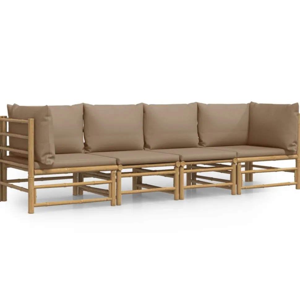 MAISON EXCLUSIVE - Salon de jardin 4 pcs avec coussins taupe bambou