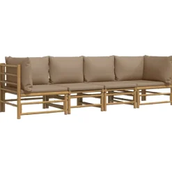 MAISON EXCLUSIVE - Salon de jardin 4 pcs avec coussins taupe bambou