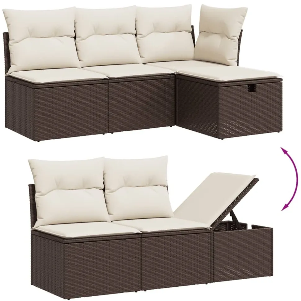 MAISON EXCLUSIVE - Salon de jardin avec coussins 6 pcs marron résine tressée