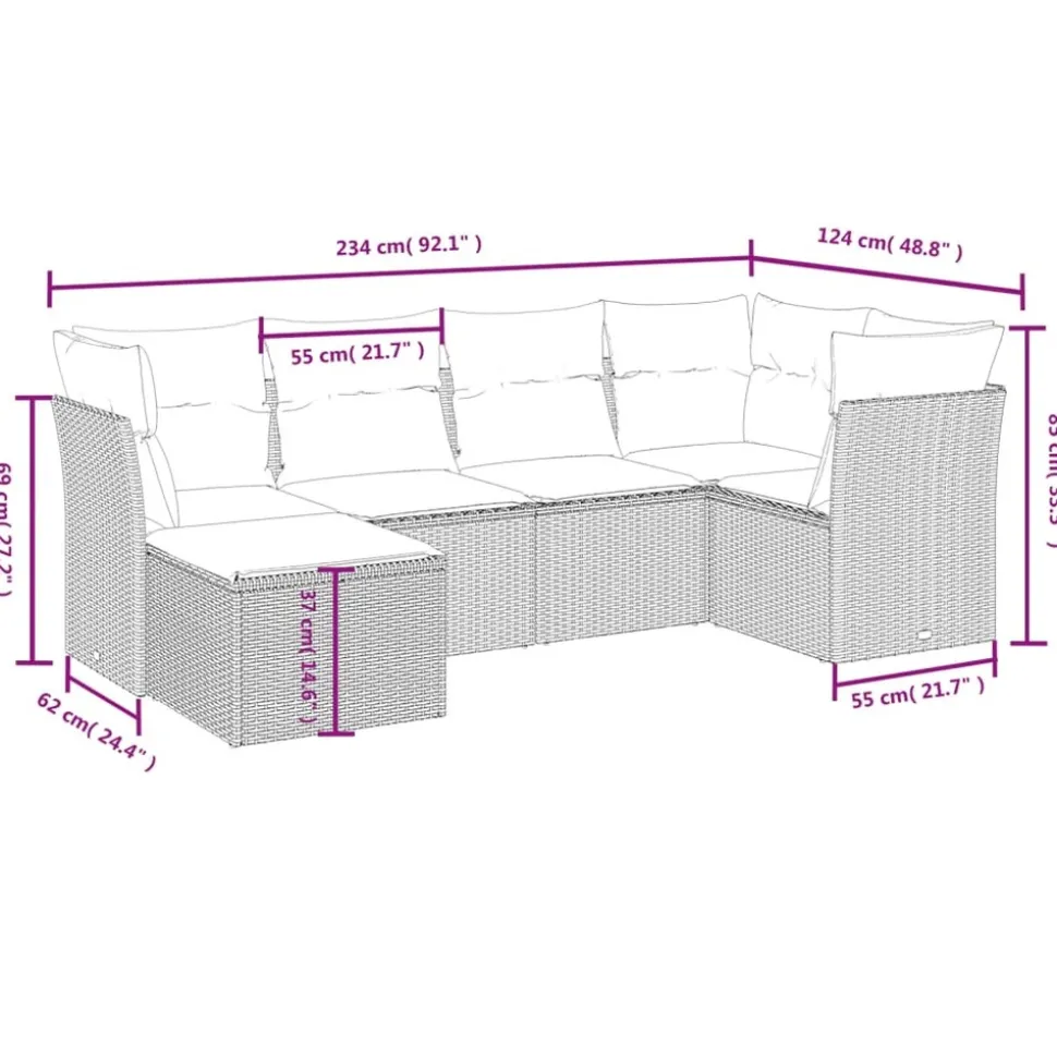 MAISON EXCLUSIVE - Salon de jardin avec coussins 6 pcs marron résine tressée