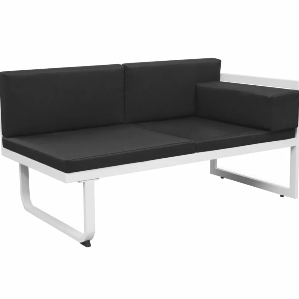 MAISON EXCLUSIVE - Salon de jardin 4 pcs et coussins aluminium noir