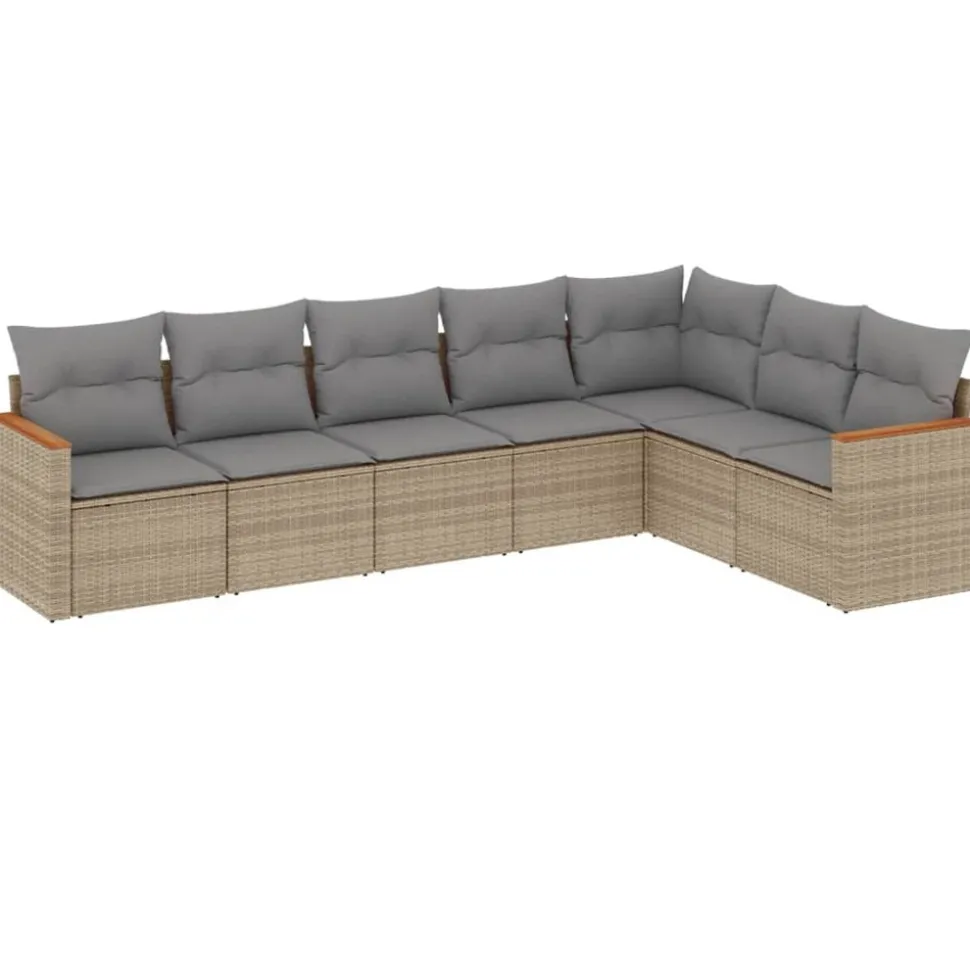 MAISON EXCLUSIVE - Salon de jardin avec coussins 7 pcs beige résine tressée