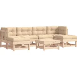 MAISON EXCLUSIVE - Salon de jardin 7 pcs avec coussins bois massif