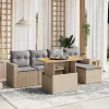 MAISON EXCLUSIVE - Salon de jardin avec coussins 6 pcs beige résine tressée