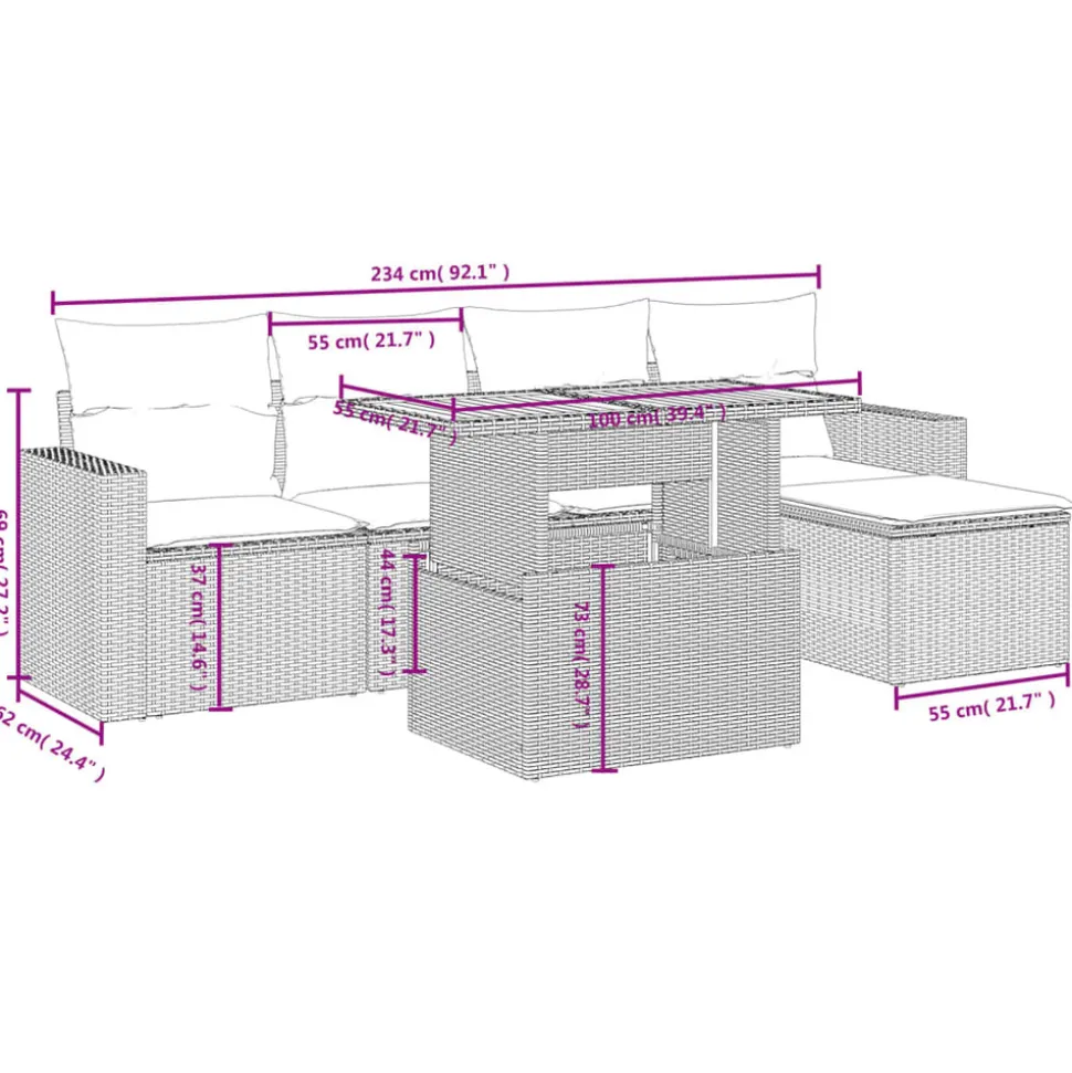 MAISON EXCLUSIVE - Salon de jardin avec coussins 6 pcs beige résine tressée