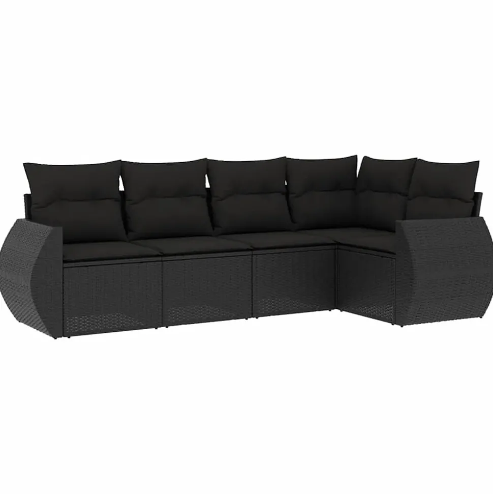MAISON EXCLUSIVE - Salon de jardin 5 pcs avec coussins noir résine tressée