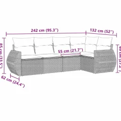 MAISON EXCLUSIVE - Salon de jardin 5 pcs avec coussins noir résine tressée