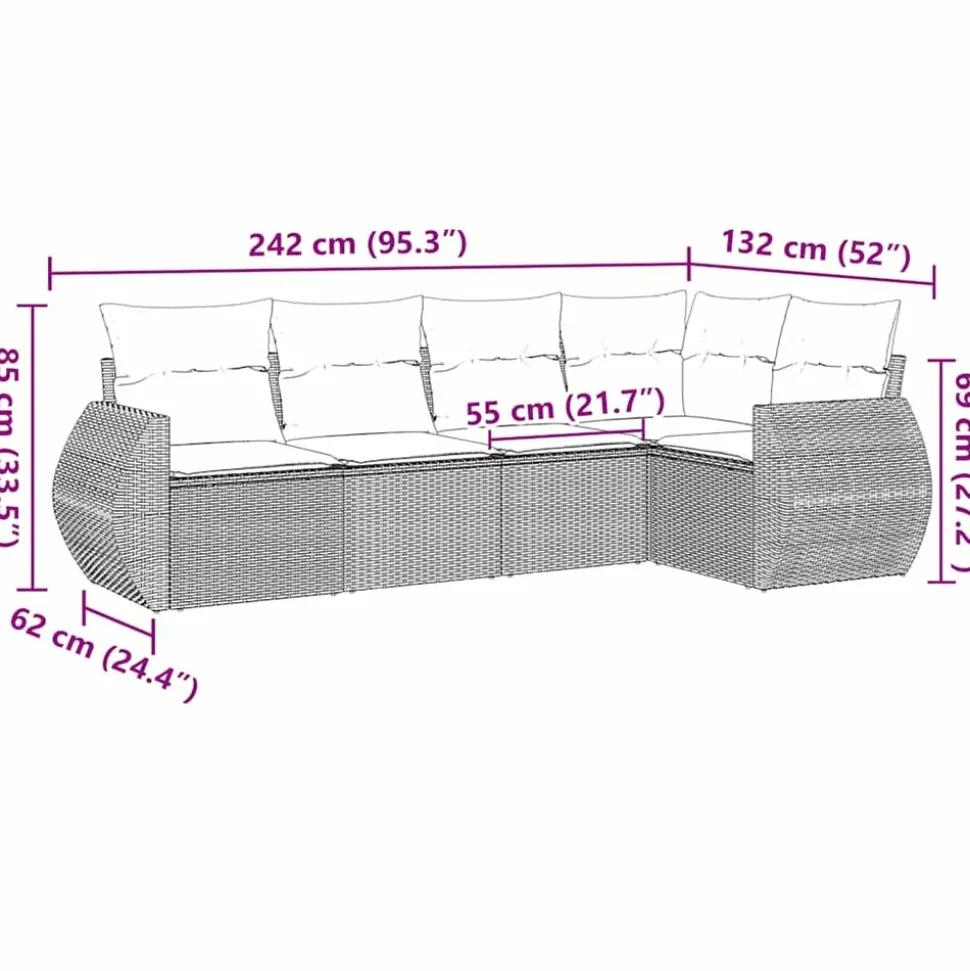 MAISON EXCLUSIVE - Salon de jardin 5 pcs avec coussins noir résine tressée