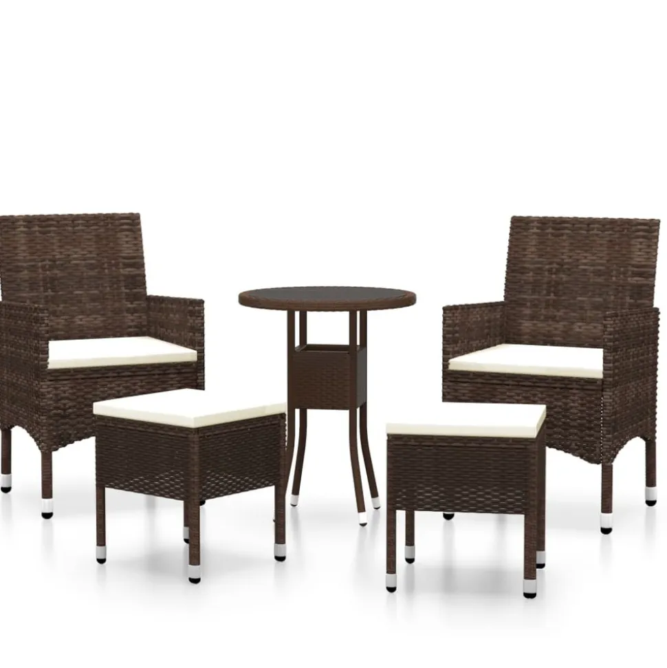 MAISON EXCLUSIVE - Salon de jardin 5 pcs résine tressée marron