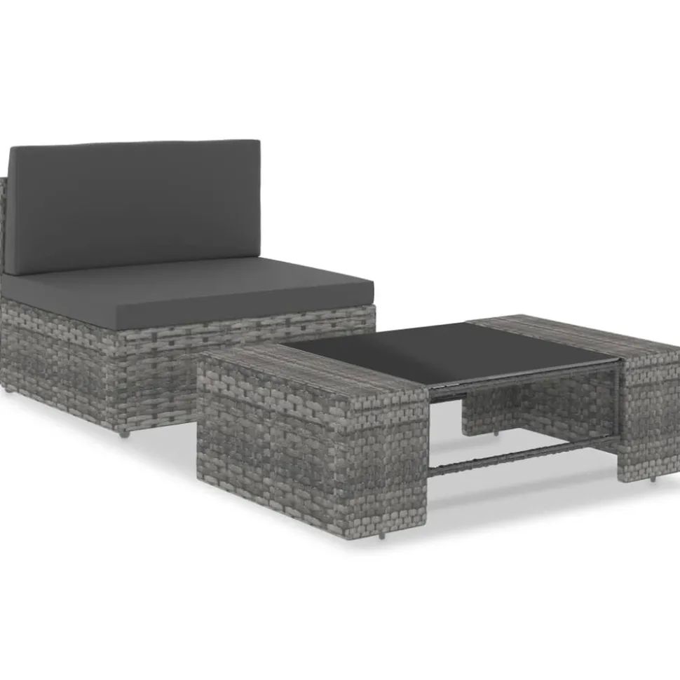 MAISON EXCLUSIVE - Salon de jardin 2 pcs résine tressée gris