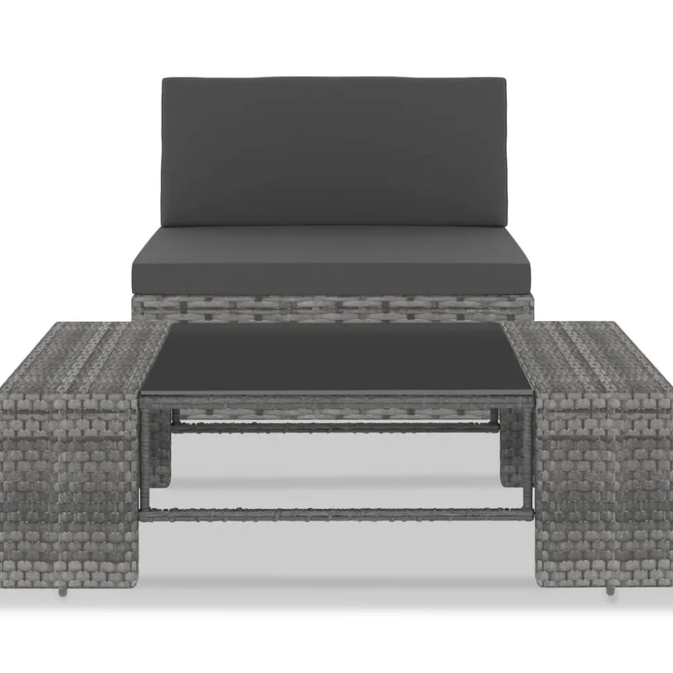 MAISON EXCLUSIVE - Salon de jardin 2 pcs résine tressée gris