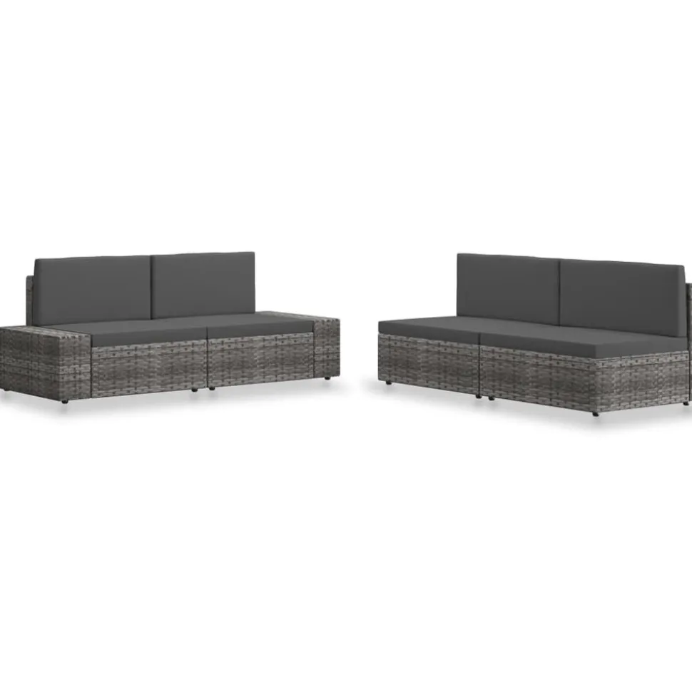 MAISON EXCLUSIVE - Salon de jardin 4 pcs résine tressée gris