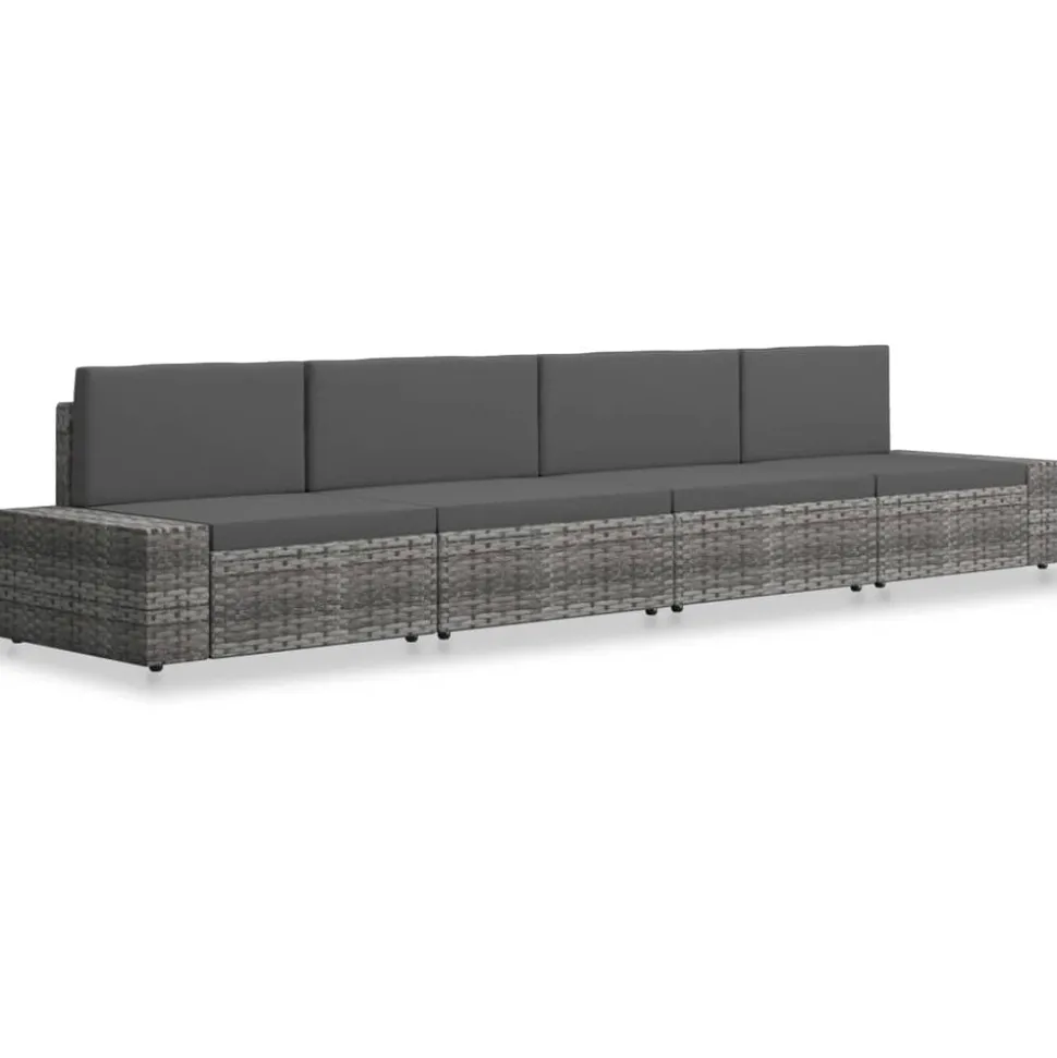 MAISON EXCLUSIVE - Salon de jardin 4 pcs résine tressée gris