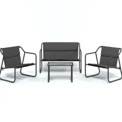 MAISON EXCLUSIVE - Salon de jardin avec coussins 4 pcs anthracite acier