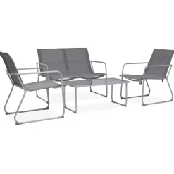 MAISON EXCLUSIVE - Salon de jardin 4 pcs tissu et acier gris