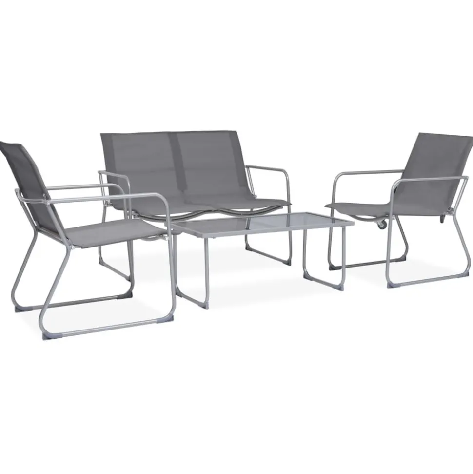 MAISON EXCLUSIVE - Salon de jardin 4 pcs tissu et acier gris