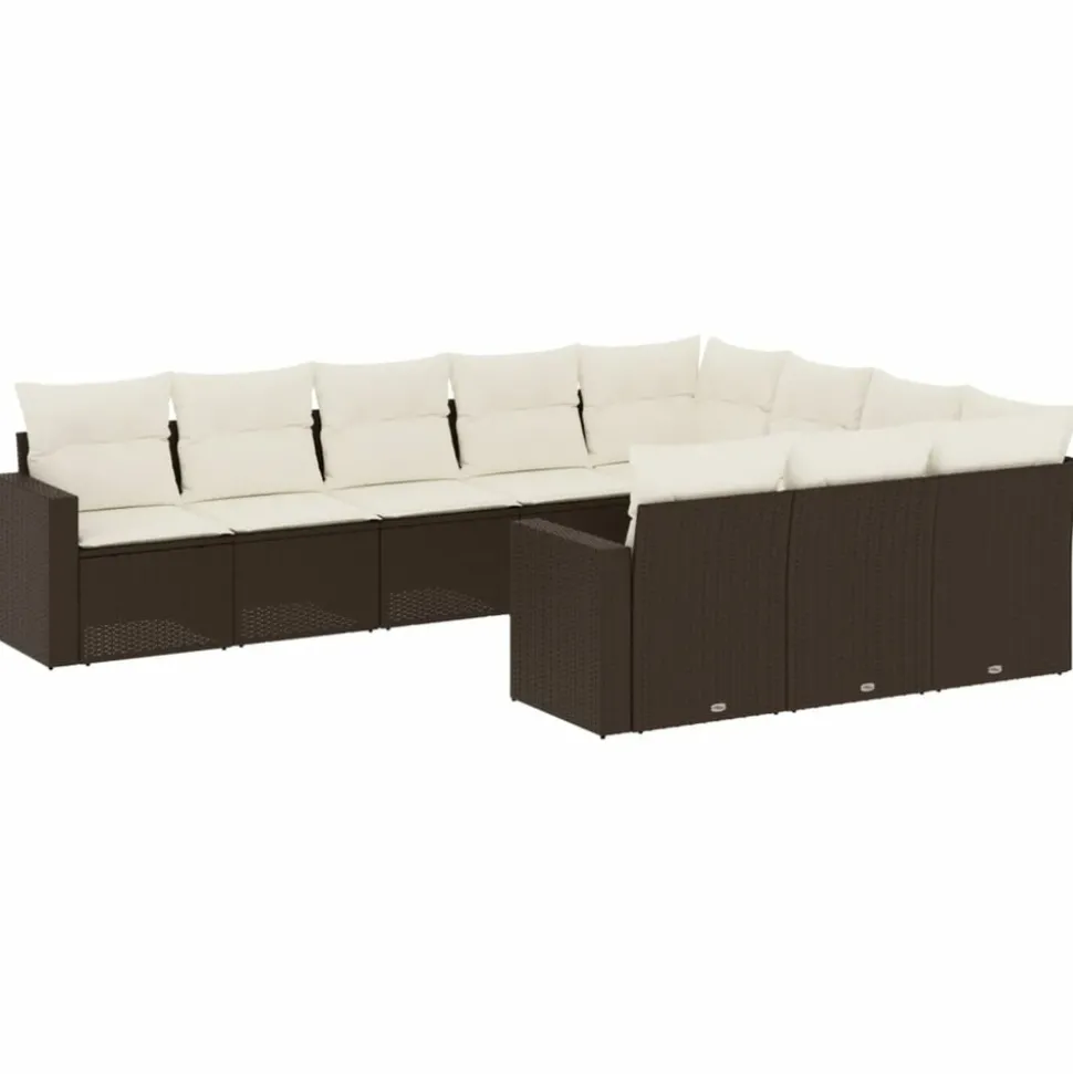 MAISON EXCLUSIVE - Salon de jardin 10 pcs avec coussins marron résine tressée