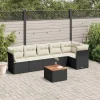 MAISON EXCLUSIVE - Salon de jardin 7 pcs avec coussins noir résine tressée