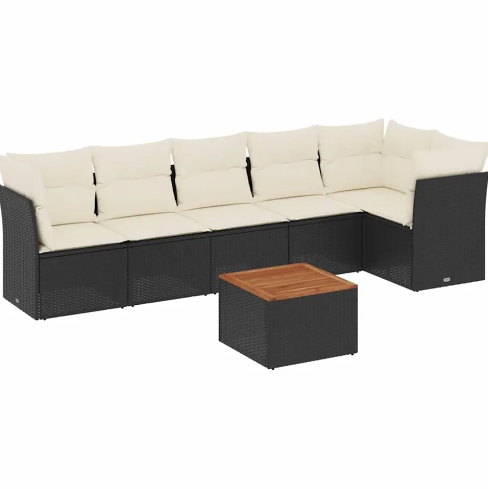 MAISON EXCLUSIVE - Salon de jardin 7 pcs avec coussins noir résine tressée
