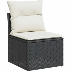 MAISON EXCLUSIVE - Salon de jardin 7 pcs avec coussins noir résine tressée