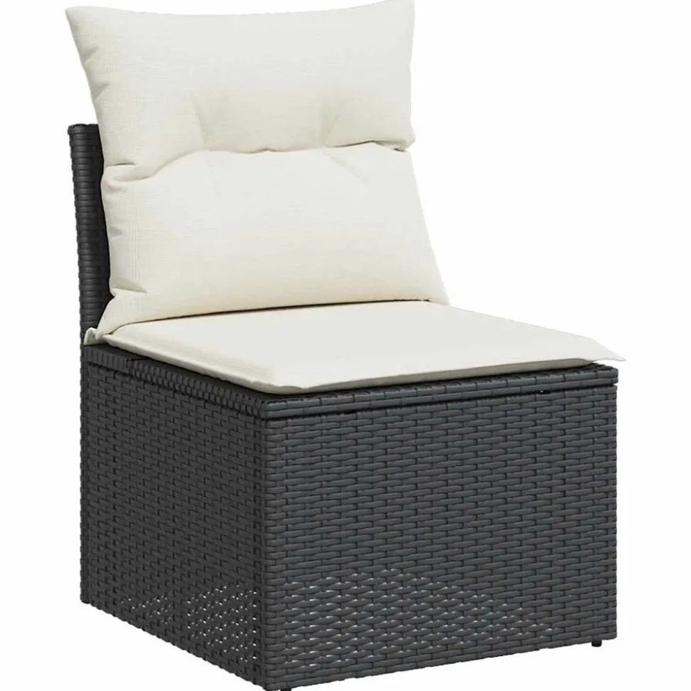 MAISON EXCLUSIVE - Salon de jardin 7 pcs avec coussins noir résine tressée