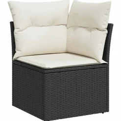 MAISON EXCLUSIVE - Salon de jardin 7 pcs avec coussins noir résine tressée