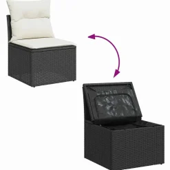MAISON EXCLUSIVE - Salon de jardin 7 pcs avec coussins noir résine tressée