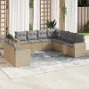 MAISON EXCLUSIVE - Salon de jardin avec coussins 9 pcs beige résine tressée