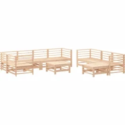 MAISON EXCLUSIVE - Salon de jardin 10 pcs avec coussins bois massif