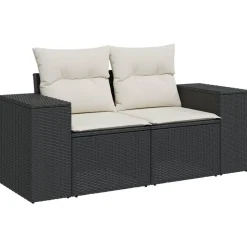MAISON EXCLUSIVE - Salon de jardin 4 pcs avec coussins noir résine tressée
