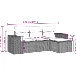 MAISON EXCLUSIVE - Salon de jardin 4 pcs avec coussins noir résine tressée