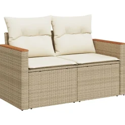 MAISON EXCLUSIVE - Salon de jardin avec coussins 10 pcs beige résine tressée
