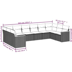 MAISON EXCLUSIVE - Salon de jardin avec coussins 10 pcs beige résine tressée