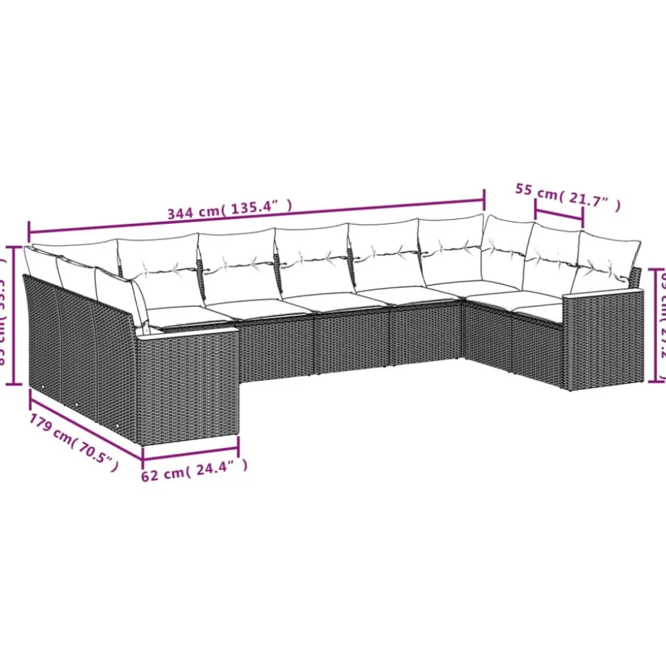 MAISON EXCLUSIVE - Salon de jardin avec coussins 10 pcs beige résine tressée